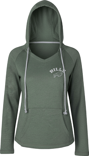 Women's Green Buffalo Bills Mainstream Terry Tri-Blend V-Neck Pullover Hoodie