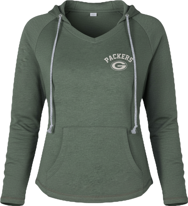 Women's Green Bay Packers Mainstream Terry Tri-Blend V-Neck Pullover Hoodie