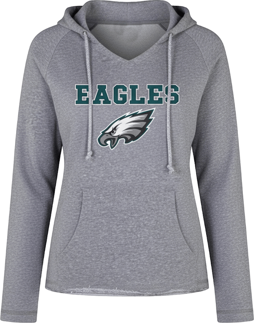 Women's Gray Philadelphia Eagles Mainstream Tri-Blend Raglan Hoodie V-Neck Top