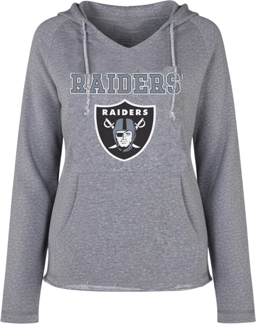 Women's Gray Las Vegas Raiders Mainstream Tri-Blend Raglan Hoodie V-Neck Top