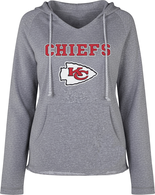 Women's Gray Kansas City Chiefs Mainstream Tri-Blend Raglan Hoodie V-Neck Top