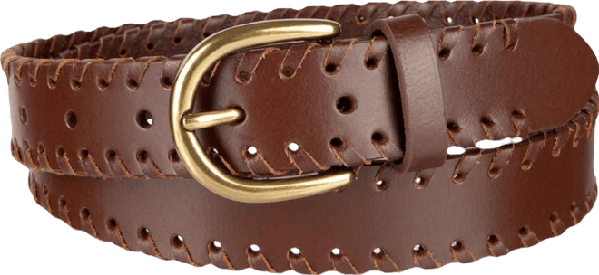 Laced-Edge Casual Leather Belt