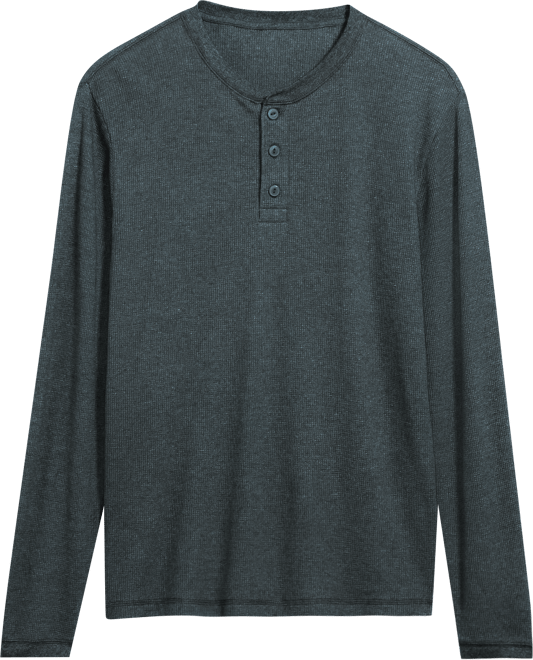 Men's Long Sleeved Waffle Henley T-shirt