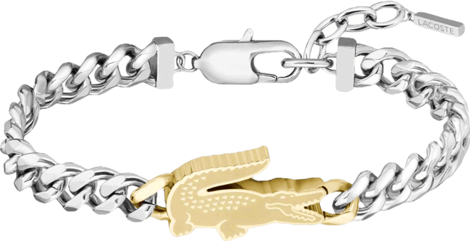 Men's Arthor Silver Tone Stainless Steel with Yellow Gold Chain Bracelet