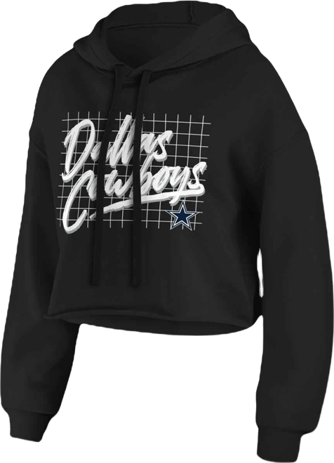 Women's  Black Dallas Cowboys Domestic Cropped Pullover Hoodie