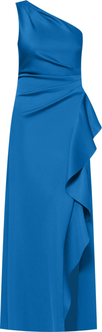 Women's Ruffled One-Shoulder Scuba Gown