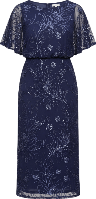 Plus Size Round-Neck Blouson Sequin Dress