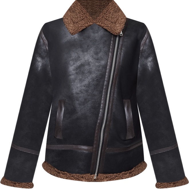 Women's Collared Faux Suede Zip-Up Jacket