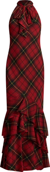 Women's Plaid Tiered Maxi Dress