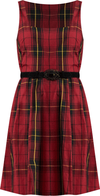 Women's Plaid Belted Dress