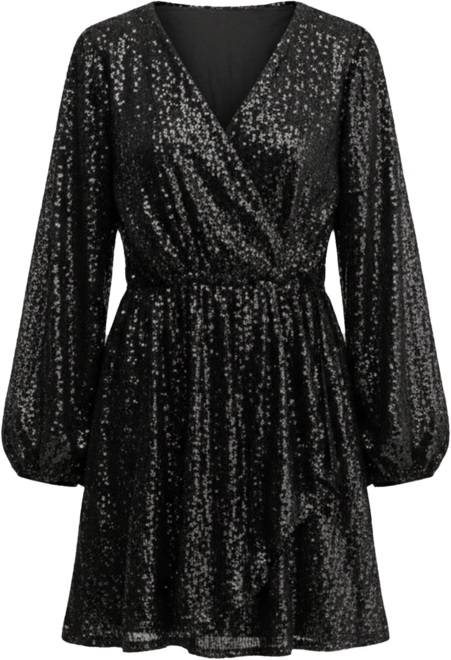 Women's Sequin Faux-Wrap Minidress