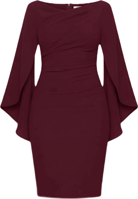 Petite Drape-Design Boat Neck Sheath Dress