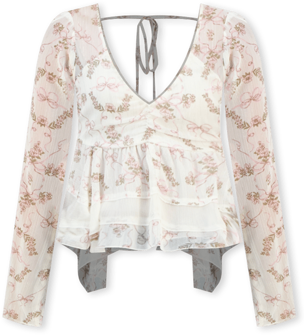 Juniors' Long-Sleeve Hanky-Hem Woven Top