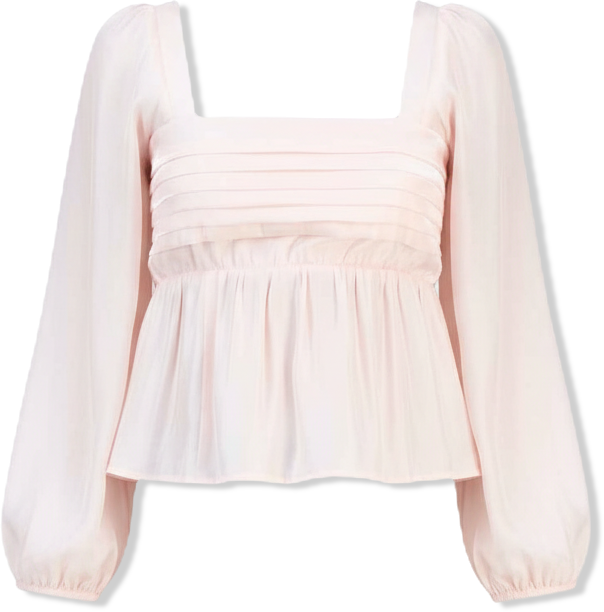 Juniors' Long-Sleeve Pintuck Bust Woven Top