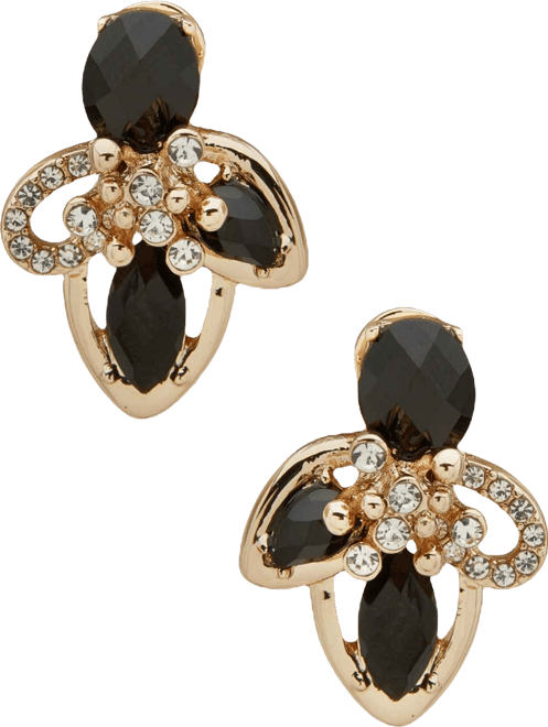 Green Petal Stone Cluster Ez Comfort Clip Earrings