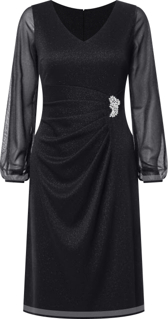 Women's Glittered Illusion-Sleeve Dress