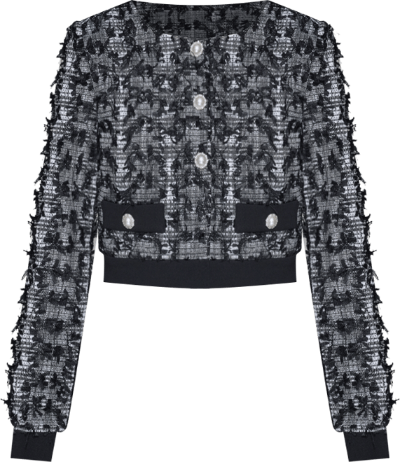 Women's Cropped Tweed Button Front with Jacket