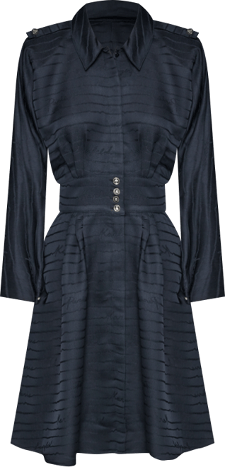 Women's Tonal Long Sleeve Collared Jacquard Dress