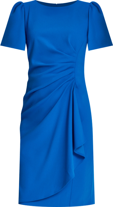 Women's Short Sleeve Scuba Crepe Ruched Sheath Dress