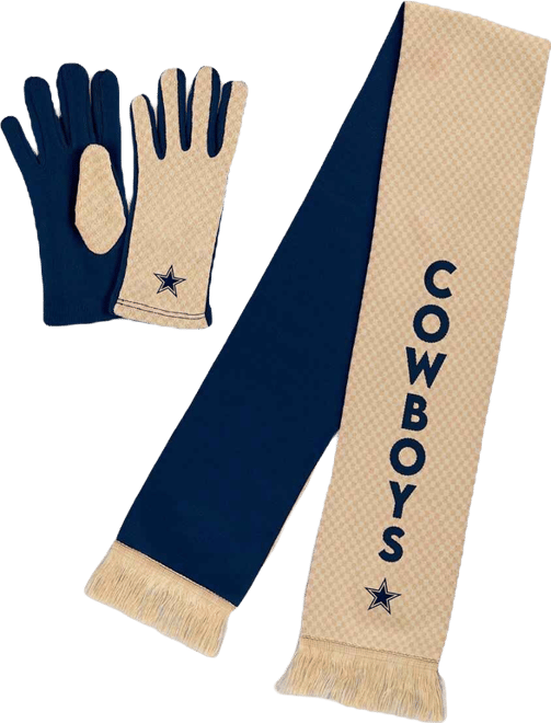 Women's Dallas Cowboys Tonal Microcheck Scarf Glove Set