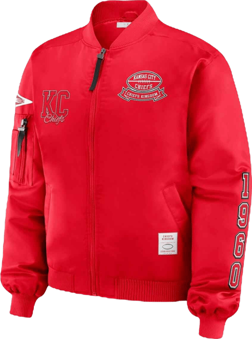 Women's Red Kansas City Chiefs Patch Full-Zip Bomber Jacket