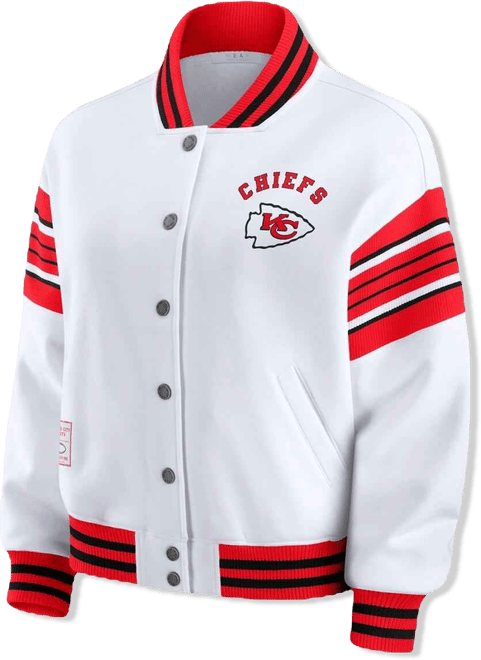 Women's White Kansas City Chiefs Plus Size Full-Snap Fleece Sweatshirt Jacket
