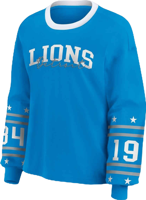Women's Blue Detroit Lions Plus Size Sport Long-Sleeve T-Shirt