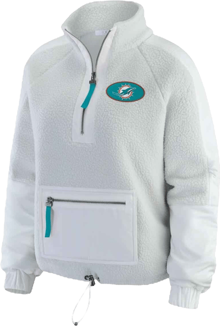 Women's White Miami Dolphins Polar Fleece Half-Zip Jacket