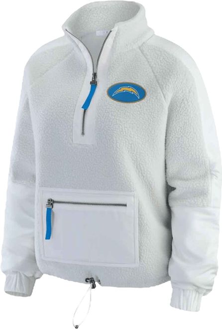 Women's White Los Angeles Chargers Polar Fleece Half-Zip Jacket