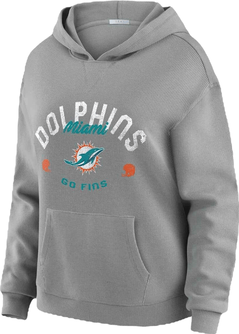 Women's 2-Piece Gray Miami Dolphins Waffle-Knit Long-Sleeve Hoodie and Lounge Pant Set
