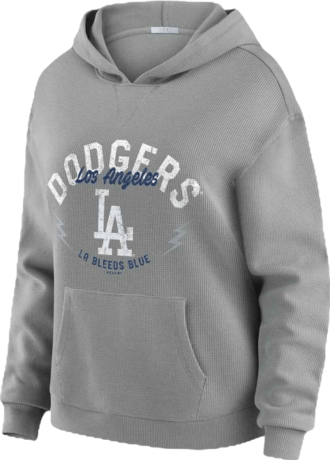 Women's 2-Piece Gray Los Angeles Dodgers Waffle-Knit Long-Sleeve Hoodie and Lounge Pant Set