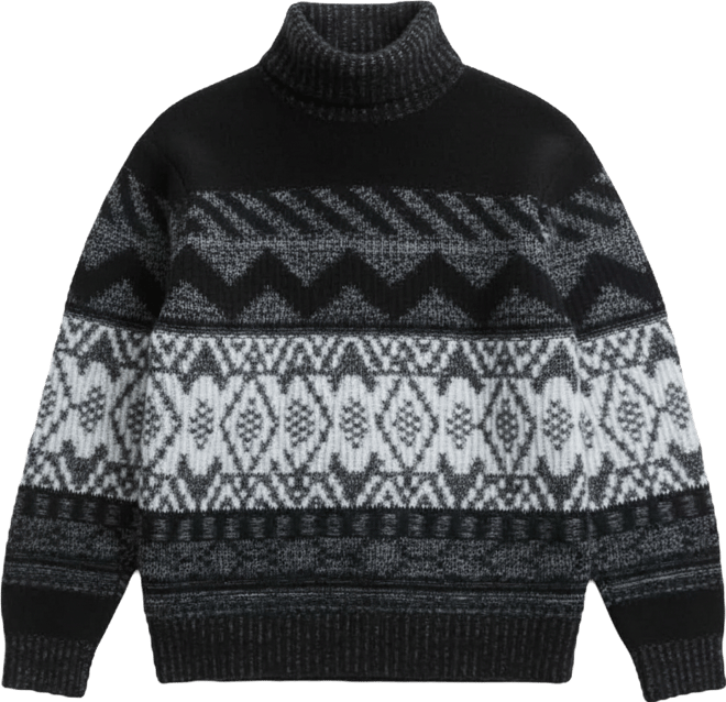 Men's Relaxed Fit Long Sleeve Fair Isle Turtleneck Sweater, Macy Exclusive