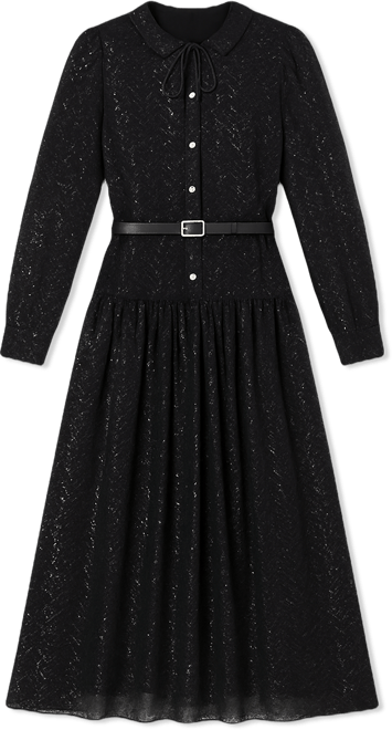 Women's Lurex Clip Chiffon Midi Dress