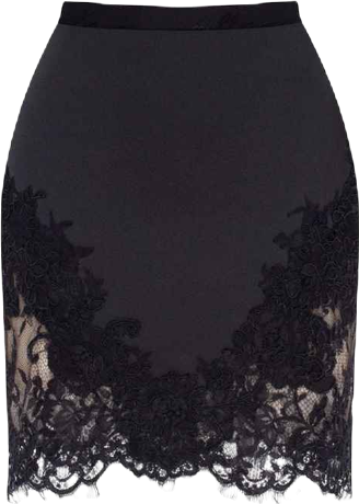 Women's Millla Fitted Obsidian Mini Skirt Adorned With Lace
