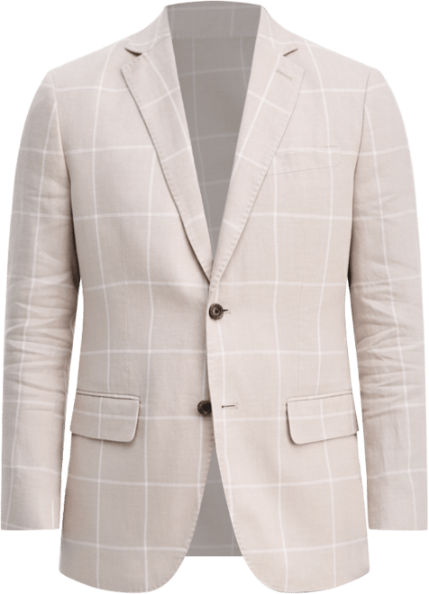 Men's Classic-Fit Window Pane Linen Blazer, Macy's Exclusive