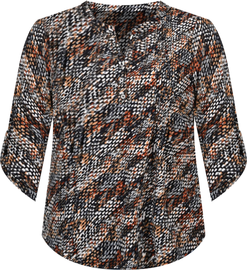 Plus Size 3/4 Roll Tab Sleeve Y-Neck Top