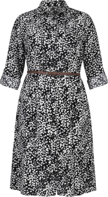 Plus Size 3/4 Roll Tab Sleeve Shirtdress