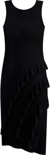 Tinsel Juniors' Round-Neck Studded Asymmetric-Ruffle Dress