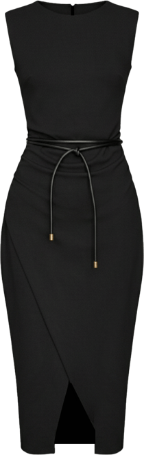 Women's Jewel-Neck Faux-Wrap Dress