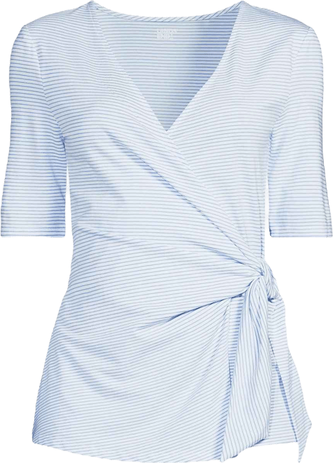 Plus Size Elbow Sleeve Lightweight Jersey Side Tie Blouse