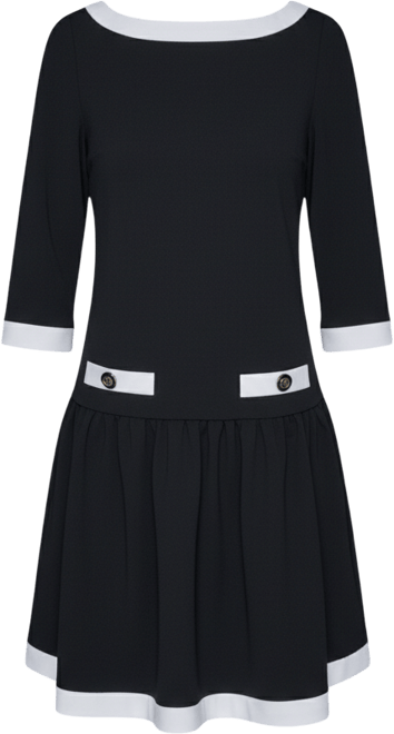 Women's Scuba Crepe Boat Neck A-Line Dress