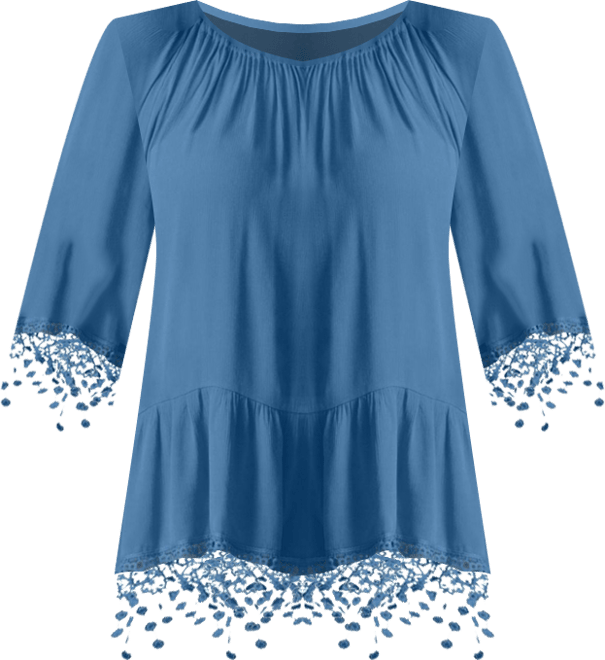 Women's Crochet Fringe Trim Tunic