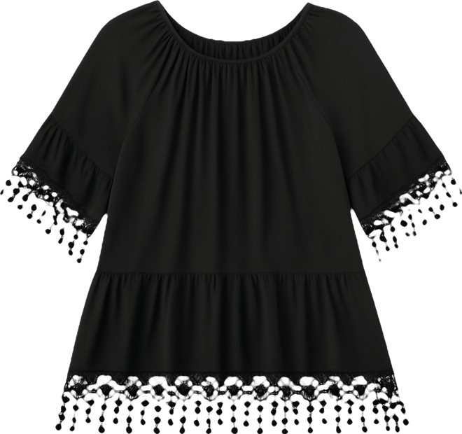 Women's Crochet Fringe Trim Tunic