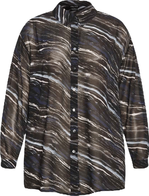 Plus Size Sheer Lover Print Shirt