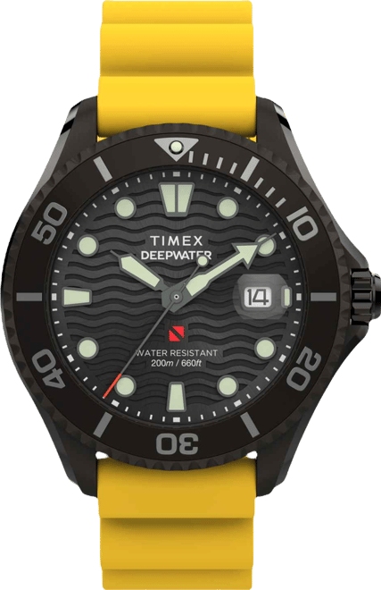 Men's Quartz Analog Yellow Rubber Watch, 44mm