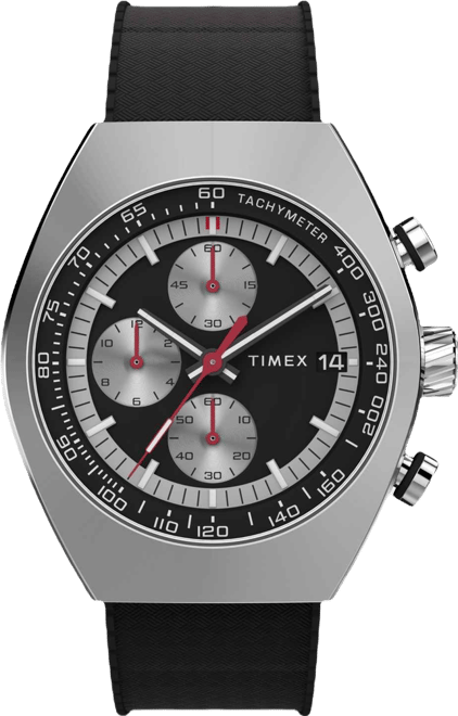 Men's Analog Black Rubber Strap Watch, 42mm