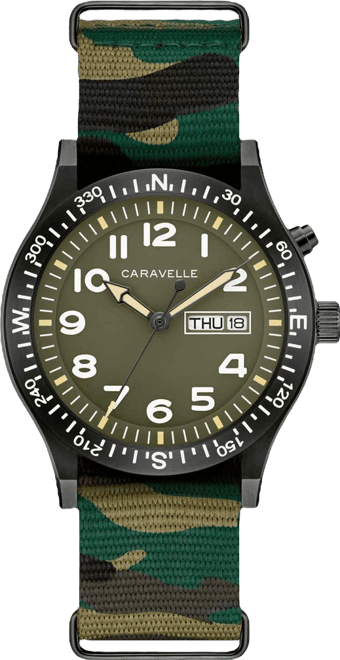Men's Vintage Casual Lite Up Camouflage Nylon Strap Watch, 39mm