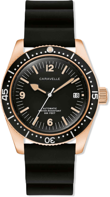 Men's Vintage Sport Sea Hunter Black Rubber Watch, 39mm