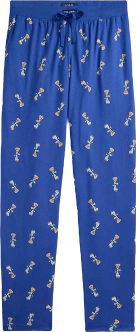 Men's Rib Waistband Knit Bear Pajama Pants