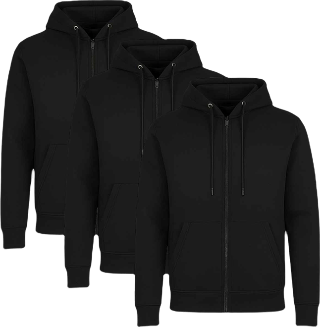 Men's Lined Full-Zip Hoodie, 3-Pack